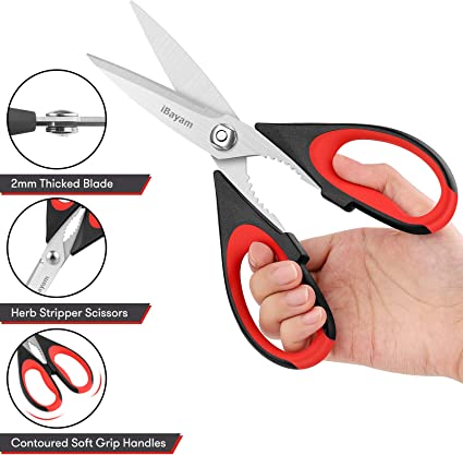 1-Pack,Kitchen Shears, All Purpose Heavy Duty Meat Scissors Poultry Shears,  Dishwasher Safe Food Cooking Scissors Stainless Steel Utility Scissors,  2-Pack